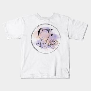 Cute Fox digital Animal Drawing Outline Kids T-Shirt